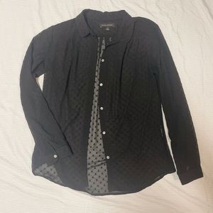 Black polka dot button up